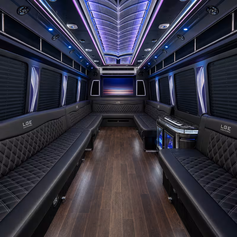 15 Passenger Party Bus Interior