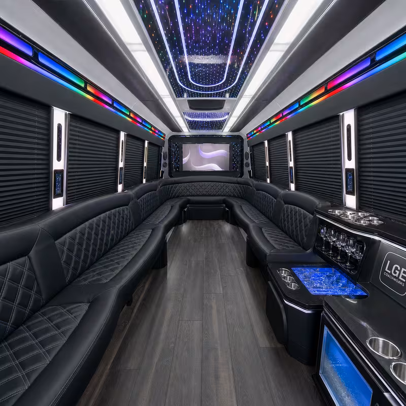 18 Passenger Party Bus Interior
