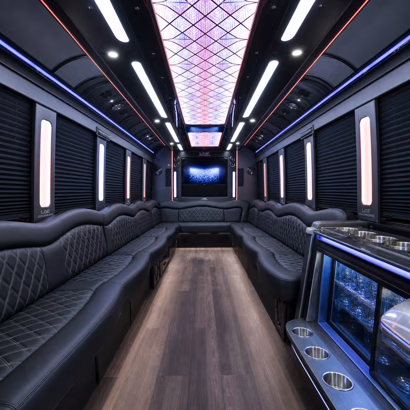 18 Passenger Party Bus Interior