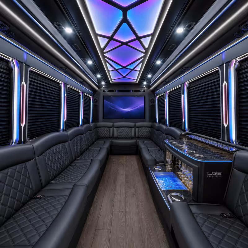 20 Passenger Party Bus Interior