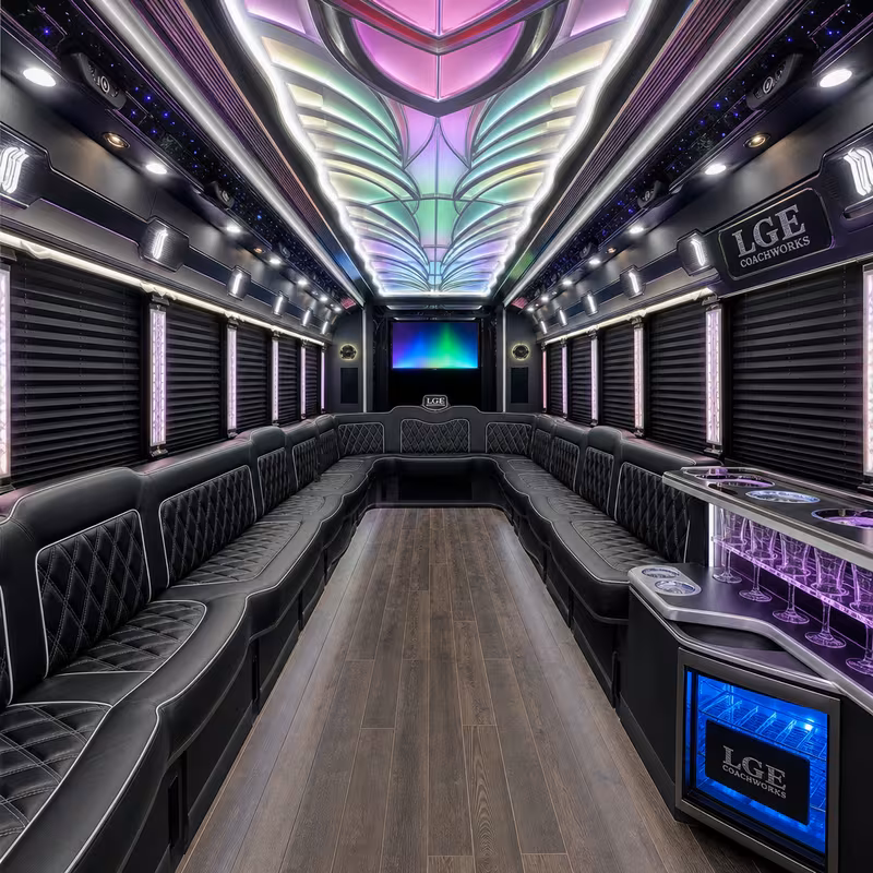 20 Passenger Party Bus Interior