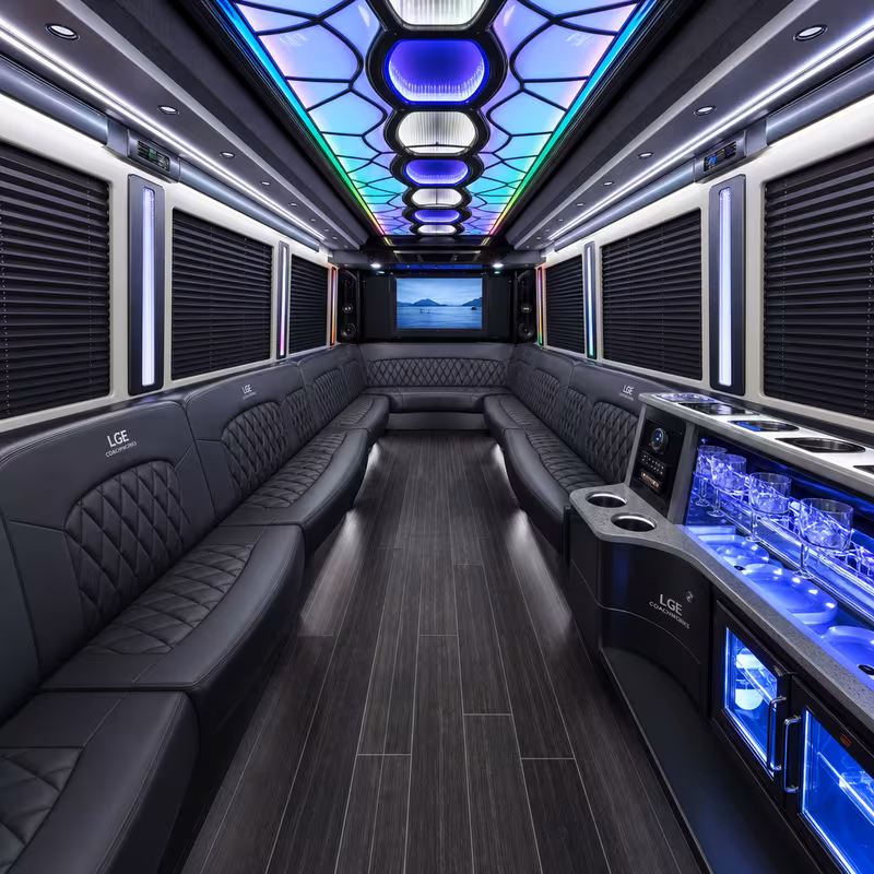 25 Passenger Party Bus Interior