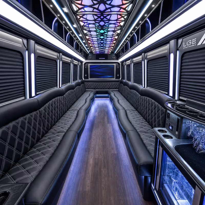 28 Passenger Party Bus Interior