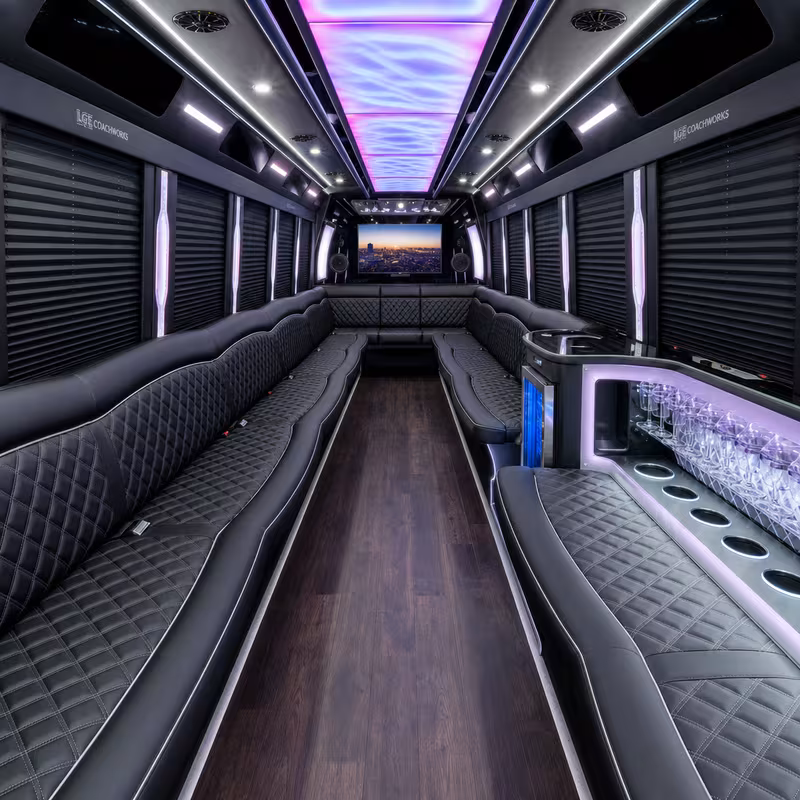 28 Passenger Party Bus Interior
