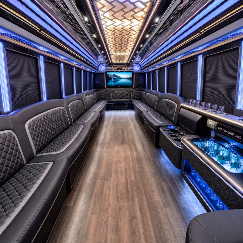 40 Passenger Party Bus Interior