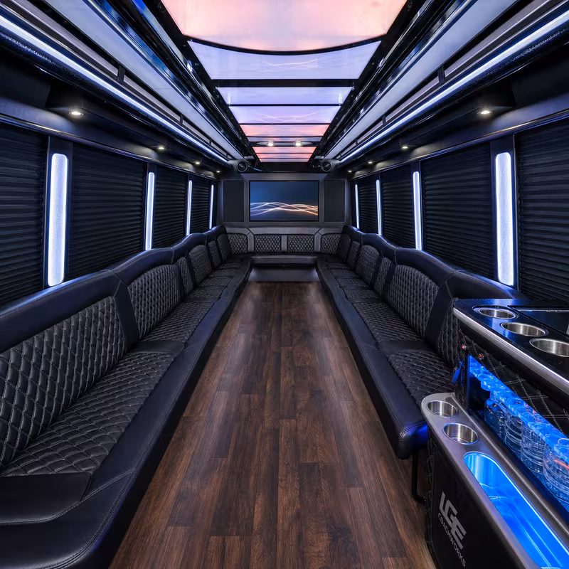 50 Passenger Party Bus Interior