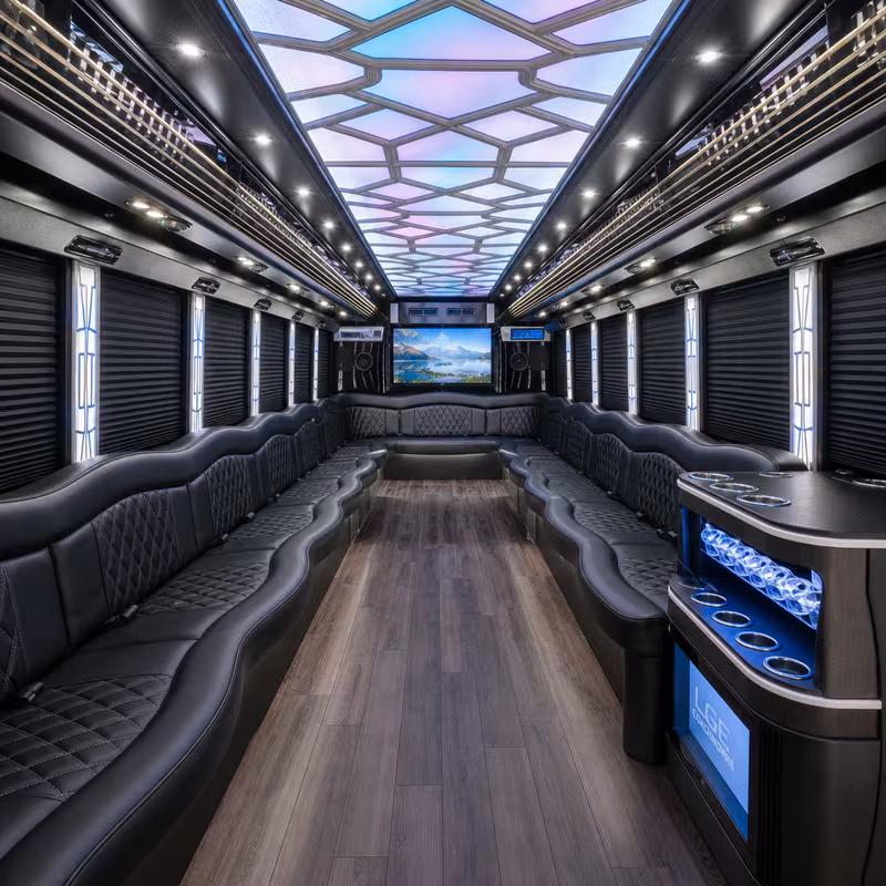 50 Passenger Party Bus Interior