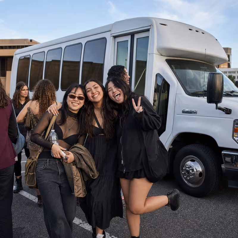 Black Mercedes Sprinter van staged for an Lancaster Concert Transportation group