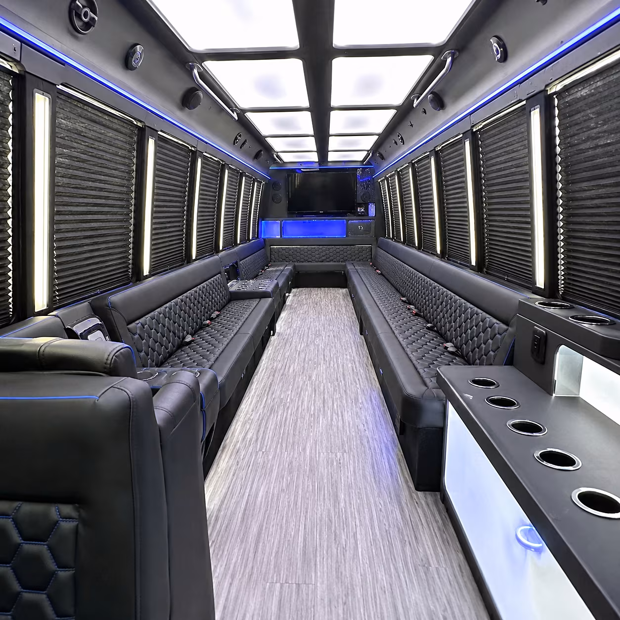 Lancaster Birthday, Sweet 16, & Quinceañera Transportation party bus interior