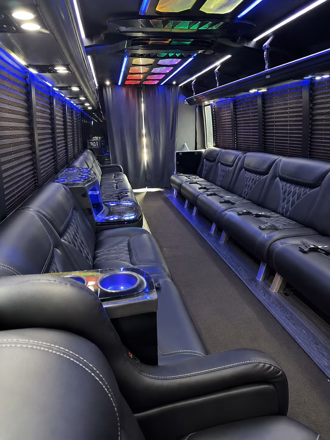 Lancaster Birthday, Sweet 16, & Quinceañera Transportation party bus interior