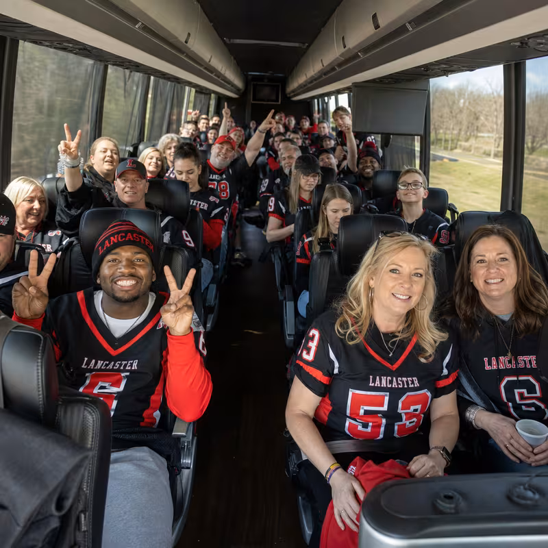 Black Mercedes Sprinter van staged for an Lancaster Sporting Event Transportation group